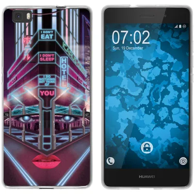 Produktbild von PhoneNatic Case kompatibel mit Huawei P8 Lite 2015 (1.Gen.) Silikon-Hülle Retro Wave Cyberpunk.02 M5