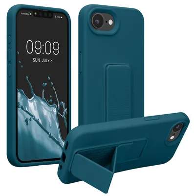 Produktbild von kwmobile Handyhülle für Apple iPhone 17e / iPhone 16e Hülle - TPU Silikon Case mit Fingerhalter und Stand - Schutzhülle Cover in Petrol matt