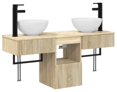 Produktbild von vidaXL Badezimmermöbel-Set 3 stk. Sonoma-Eiche Holzwerkstoff