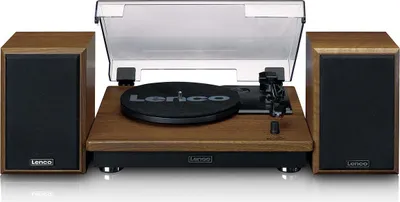 Image de Lenco LS-100WD - Platine vinyle avec entraînement par courroie et boîtier en bois - 2 haut-parleurs externes - prise casque - bois