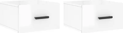 Produktbild von vidaXL Wand-Nachttische 2 Stk. Hochglanz-Weiß 35x35x20 cm