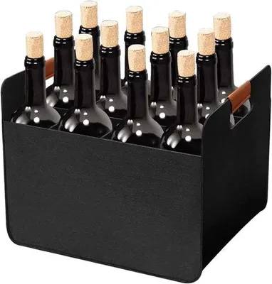 Produktbild von Famanu Weindräger 12 Flaschen - Flaschenhalter aus Filz - Sicherer Transport - 37 x 32 x 22 cm