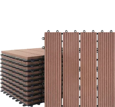Obrázek produktu pro UISEBRT 22 kusů WPC dlaždice 30X30cm WPC click dlaždice 2sqm balkonová dlaždice terasová dlaždice vzhled dřeva dlaždice terasová palubka balkon, hnědá