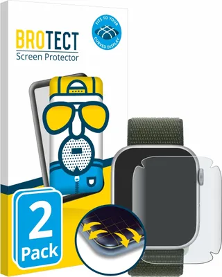 Produktbild von 2x BROTECT Fullscreen Schutzfolie für Apple Watch Series 9 (41 mm) Displayschutz Folie Fullcover Matt Entspiegelungsfolie