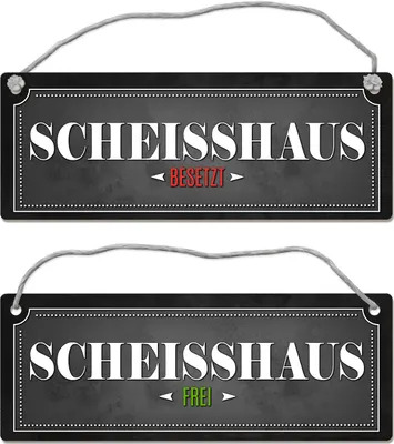 Produktbild von Scheißhaus frei oder besetzt Wendeschild mit Kordel Toilette Toilettentür Klo WC