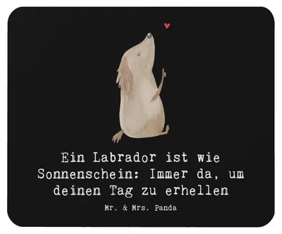 Produktbild von Mr. & Mrs. Panda Mauspad Labrador Sonnenschein - Schwarz - Geschenk, Wasserliebhaber, Hundeliebhaber, laptop, Familienhund, fröhlich, liebevoller Hund, Mouse Pad, gummi