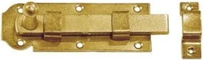 Produktbild von Türriegel mit Schlaufe und Knopfgriff 80x30x2,0mm gelb verzinkt