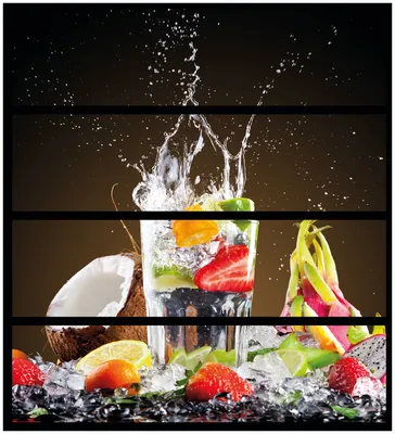 Produktbild von Wallario Möbelfolie / Aufkleber, geeignet für Ikea Malm Kommode mit 4 Schubfächern - Tropische Früchte in einem erfrischenden Drink