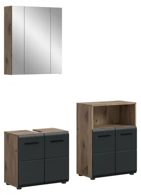 Produktbild von Bad Set Ice 6 | 3-teilig | Nox Oak / schwarz matt ohne