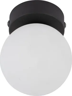 Produktbild von Deckenlampe Metall Glas D: 10 cm rund Schwarz Weiß G9 Kugelschirm Modern