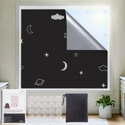 Produktbild von Verdunkelungsstoff Fenster ohne Bohren Thermobeschichtung 130x200cm Sterne VICTORIA M
