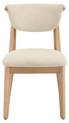 Produktbild von 2er-Set Stühle aus Bouclé-Stoff und Hevea-Holz - Cremefarben GABIEL
