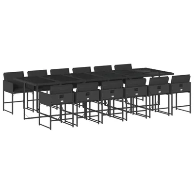 Produktbild von vidaXL 13-tlg. Garten-Essgruppe mit Kissen Schwarz Poly Rattan