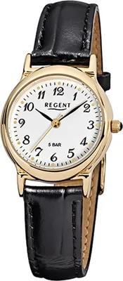 Produktbild von Regent Leder Damen Uhr F-015 Quarzuhr Armband schwarz D2URF015
