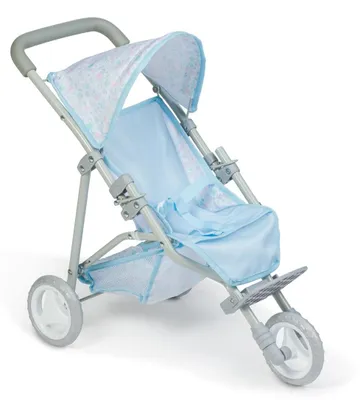 Productafbeelding van JC Toys Opvouwbare kinderwagen met 3 wielen, geschikt voor poppen tot 45 cm, met mandje en voetsteuntje