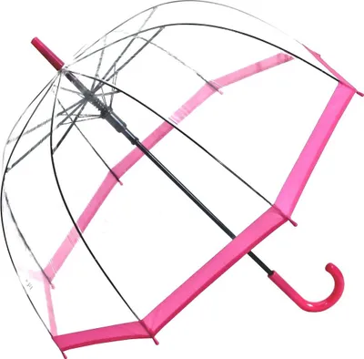 Produktbild von Regenschirm Transparent Durchsichtig Glockenschirm Damen Automatiköffnung Pink