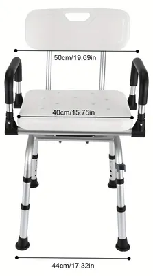 Image de Douchekruk – Siège de douche en aluminium avec assise pivotante à 360°, accoudoirs et hauteur réglable, supportant jusqu'à 180 kg