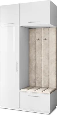 Produktbild von Masseno Garderobe-Set REMA 120/240/60 cm Modern Garderobenschrank Weiß, Veloursstoff MONOLITH 04 (Beige)
