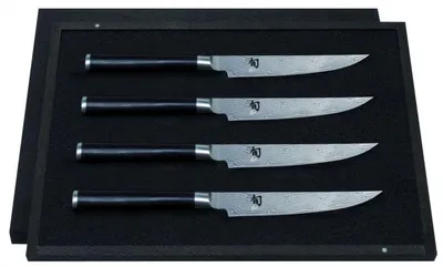 Productafbeelding van Kai Shun Classic steakmes-set, 4-delig, messen, vleesmessen, grillmessen, damastmessen, 12 cm, DMS-400