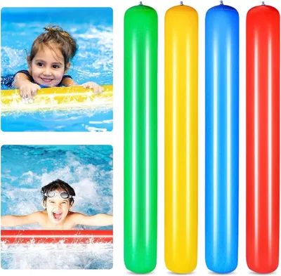 Productafbeelding van Zwemnoedels voor kinderen en volwassenen - 4 stuks opblaasbare drijfsteunen voor zwembad en aquasport