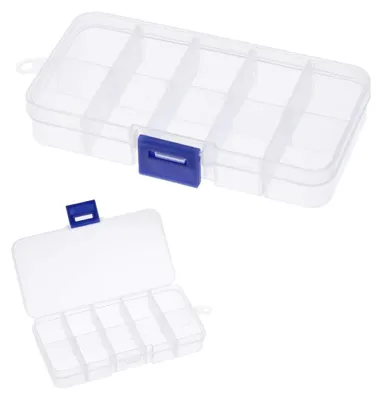 2er Set transparente Aufbewahrungsboxen mit 10 Fächern, PP-Kunststoff