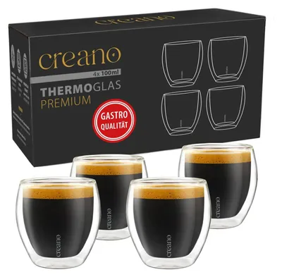Produktbild von Creano doppelwandige Premium Espresso-Gläser in Gastro Qualität, 4er-Set, 100ml