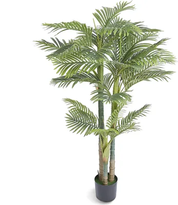 Image de SucceBuy Palmier doré artificiel 2 m, plante verte artificielle, matériau PE avec protection anti-basculement, décor naturel, facile à entretenir pour la maison, le bureau, l'entrepôt, l'intérieur et l'extérieur