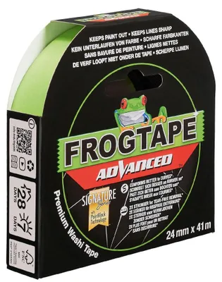 Produktbild von FrogTape® Advanced Washi Malerband mit PaintBlock® Technologie 24mm x 41,1m – Profi Malerkrepp - extrem scharfe Kanten – Reißfestes Abklebeband Innen