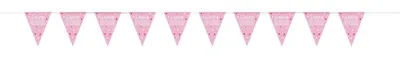Produktbild von Wimpelkette rosa & silber Happy Birthday