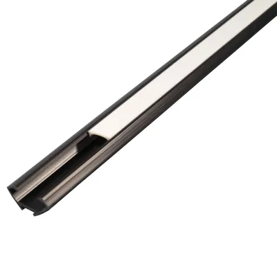 Obrázok produktu pre MasterLED LED rohový profil 2 m PVC čierny plastový uhlový profil 22 x 12 mm pre LED pásiky do 10 mm vrátane mliečneho krytu Konštrukcia