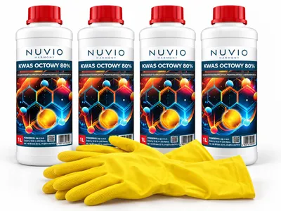 Productafbeelding van Azijnzuur 80%, technisch, 4 liter. Azijnzuur 80%, geconcentreerd, 4 x 1 liter. Nuvio, overige reinigingsmiddelen