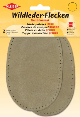 Product packaging for suede patches.