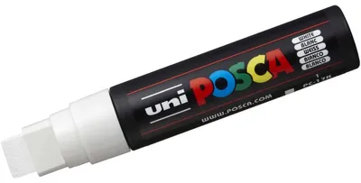 Obrázok produktu pre POSCA uni PC-17K, 1 kusov, Biela, Hrot dláta, Čierna, Biela, 1,5 cm, atrament s vodným základom