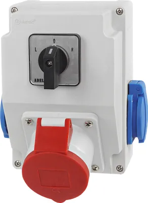 Produktbild von Baustromverteiler Wandverteiler Kombi Wandsteckdose CEE 32A 400V 5P 2x230V BALS Dose Komplett mit Links-Off-Rechts Nockenschalter