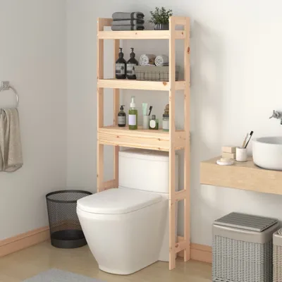 Produktbild von The Living Store Toilettenregal 63x26x171 cm Massivholz Kiefer