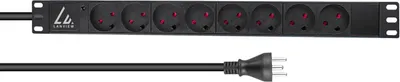 Obrázek produktu pro Lanview LVR-2MDK-LIC-DK8, Základní, 1U, Jedna fáze, Vodorovný, Černá, 8 AC zásuvky / AC zásuvek