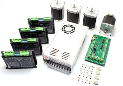 Produktbild von SET: EstlCAM Steuerung mit 4 Schrittmotortreibern DM542EU, 4 Schrittmotoren NEMA24/3Nm und 48V Netzteil