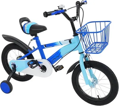 Imagen del producto de Bicicleta para niños, de 14 pulgadas, con timbre manual, cesta y ruedas de apoyo: adecuada para niños de entre 3,5 y 6 años, con una altura de 95 a 105 cm (37,4 a 41,34 pulgadas)