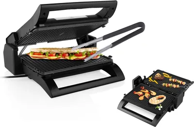 Produktbild von Elektro Kontaktgrill mit Grillzange, Multigrill mit Thermostat 1500Watt, 31x21cm