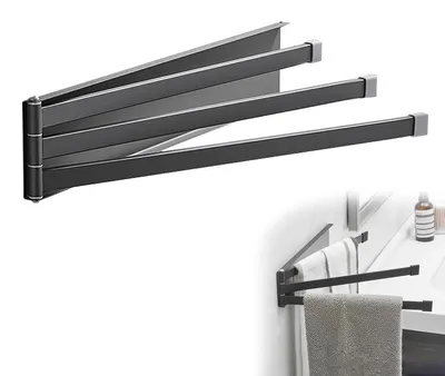 Image de Porte-serviettes mural avec 3 bras pivotants, fixation sans perçage