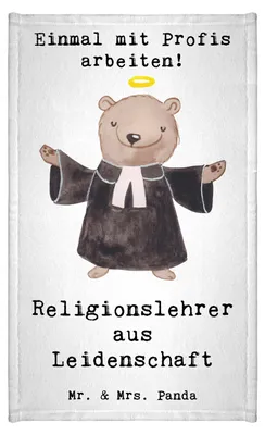 Produktbild von Mr. & Mrs. Panda Handtuch Religionslehrer Leidenschaft - Weiß - Geschenk, Grundschule, Frotteehandtuch, frottierhandtuch, Witzig, Gästetuch, badezimmer, Spruch, Lustig