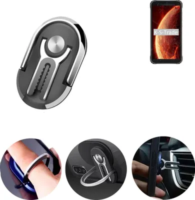 Produktbild von K-S-Trade 3in1 Smartphone-Ring Handy-Ring kompatibel mit Blackview BV4900 Fingerhalterung  Handyring Tischständer Lüftungsgitter-Halterung Tisch