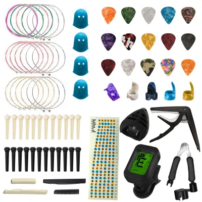 Productafbeelding van Gitaaraccessoireset, 75-delig met Gitaarcapodaster, Plectrums, Akoestische Gitaarsnaren en Gitaarstemapparaat