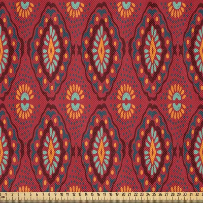Immagine prodotto di ABAKUHAUS Tessuto etnico in raso al metro, cultura azteca messicana tribale Ikat geometrico gitano folkloristico sfondo ornamentale, 3 m (148 x 300 cm), multicolore