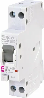 Obrázok produktu pre CB Elektro Prúdový chránič s ističom 1-pólový+N B/16A 6kA Typ:A 30mA Rada:KZS-1M-UNI (ETI)
