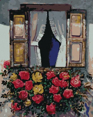 Produktbild von Zuty - Malen nach Zahlen - FENSTER MIT BLÜHENDEN BLUMEN, 40x50 cm, ohne Keilrahmen