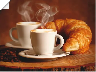 Produktbild von ARTland Poster Cappuccino & Croissant Größe: 40x30 cm