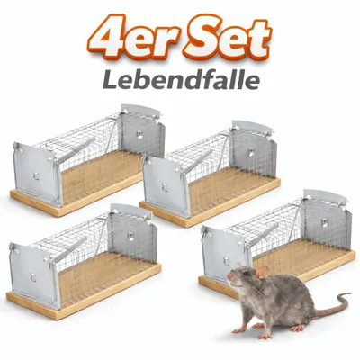 Produktbild von Rattenfalle 4er Set Lebendfalle Ratten Falle Mausefalle Köderfalle Käfigfalle