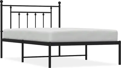 Produktbild von vidaXL Bettgestell mit Kopfteil Metall Schwarz 100x200 cm