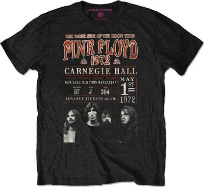 Produktbild von Pink Floyd Carnegie '72 T-Shirt mit kurzen Ärmeln Black L